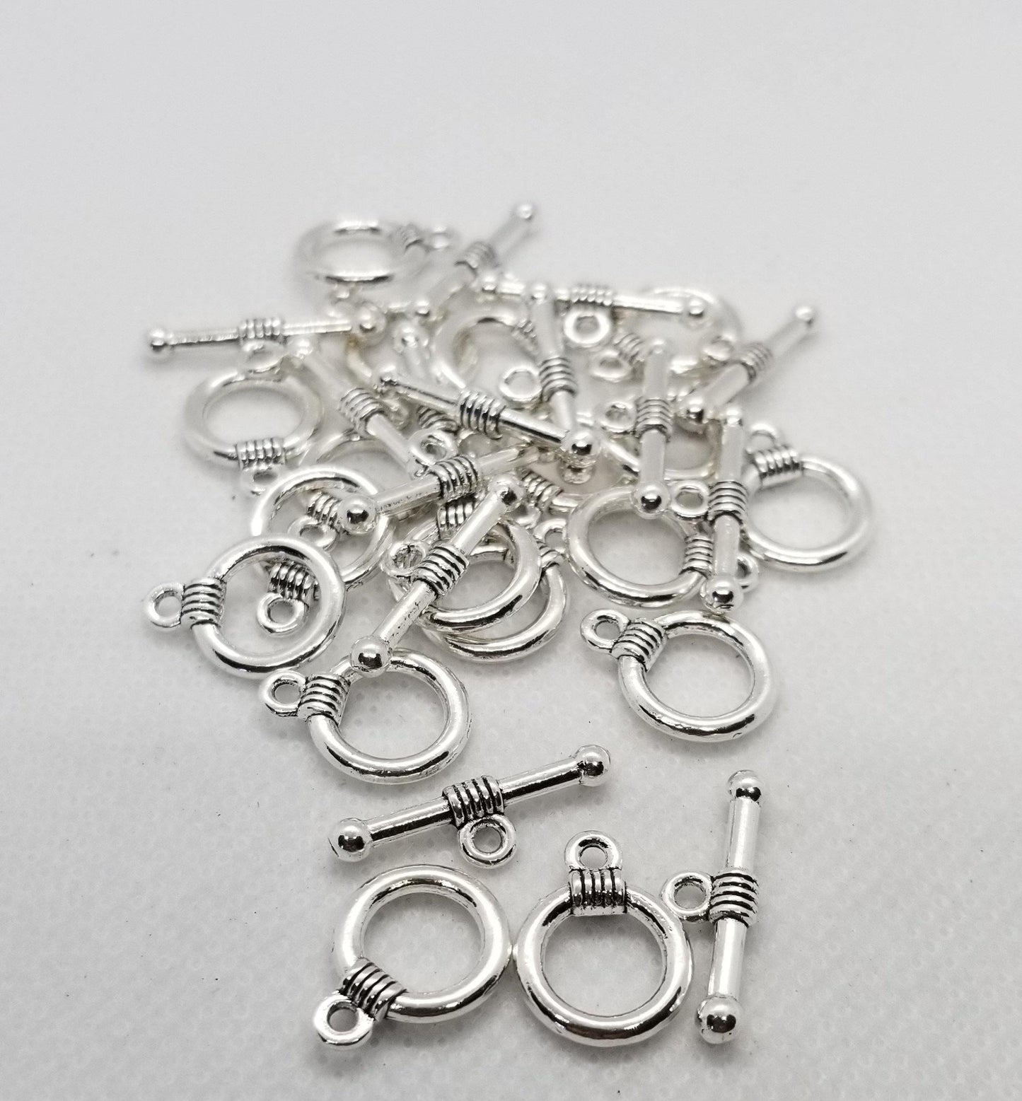 5 sets Round Toggle Clasps, Silver or Gold tone, Jump Rings Optional, Lead, Nickel, Cadmium Free, Ring 11x15mm, Bar 20mm long, hole 2mm