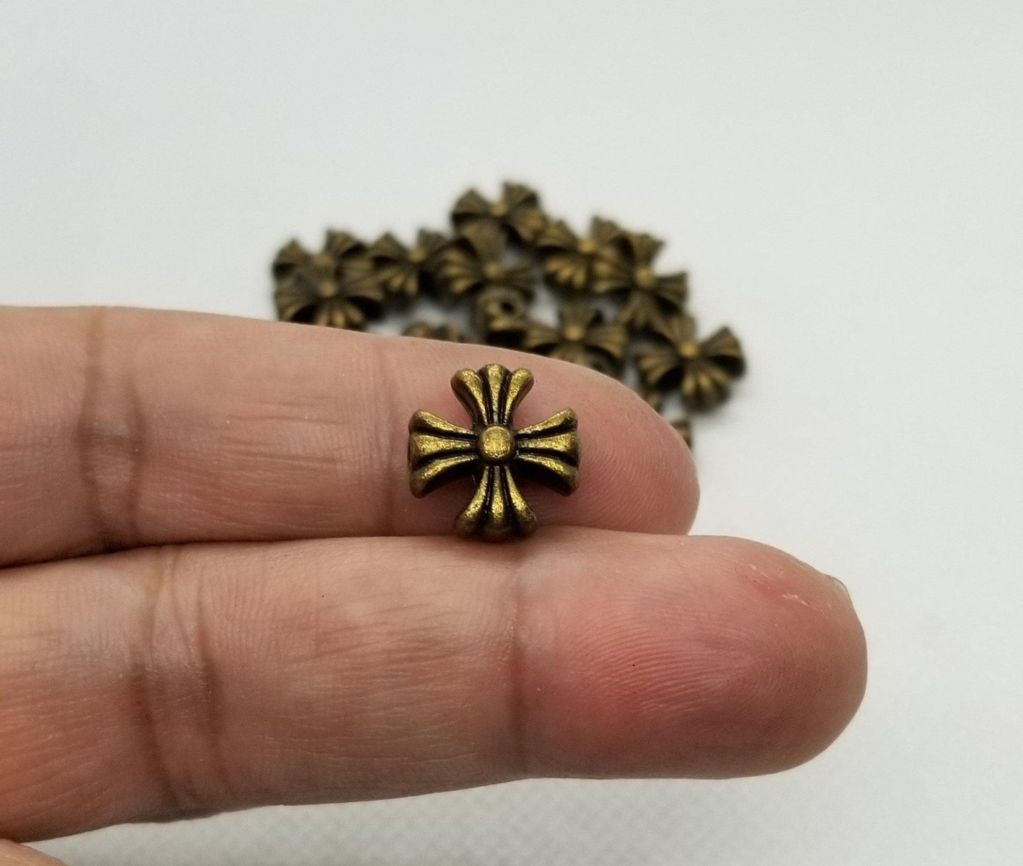 5 pieces Bronze Cross, Tibetan Style Alloy, Orthodox Cross, Cadmium, Nickel, Lead Free, Antique Bronze, 12x13x6mm, Hole 1.5mm