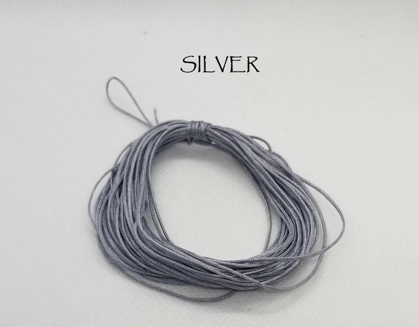 10m Nylon Cord 0.8mm Black Silver Gold Khaki Red Blue, Strong cord for beading, macrame, jewelry, knotting, stringing, crafting projects