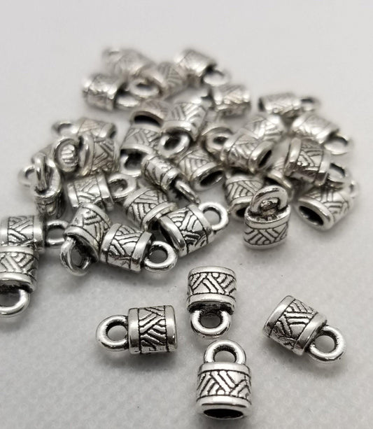 10 pcs Silver Cord End Caps, Tassel Cap, Tibetan Style Alloy, Lock, Oval, 10x6.5x4.5mm, Hole 2.5mm, Inner 4x2mm