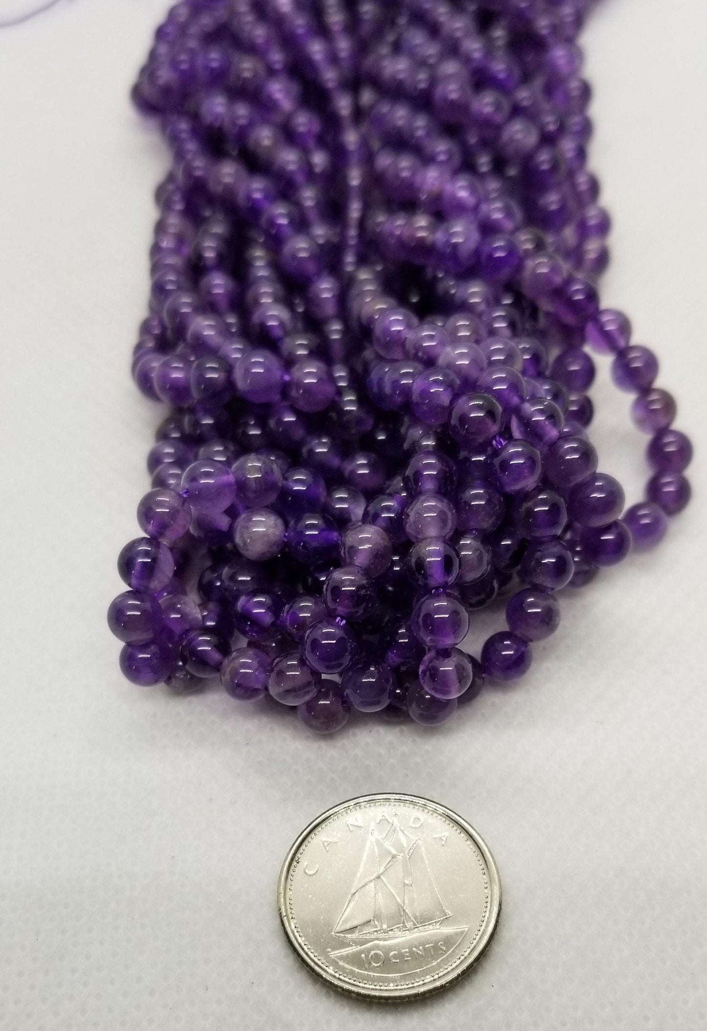 1 Strand Natural Amethyst Bead, Grade AB, Round, 4mm, Hole 1mm, approx 90pcs per strand, Full 15 inch Strand