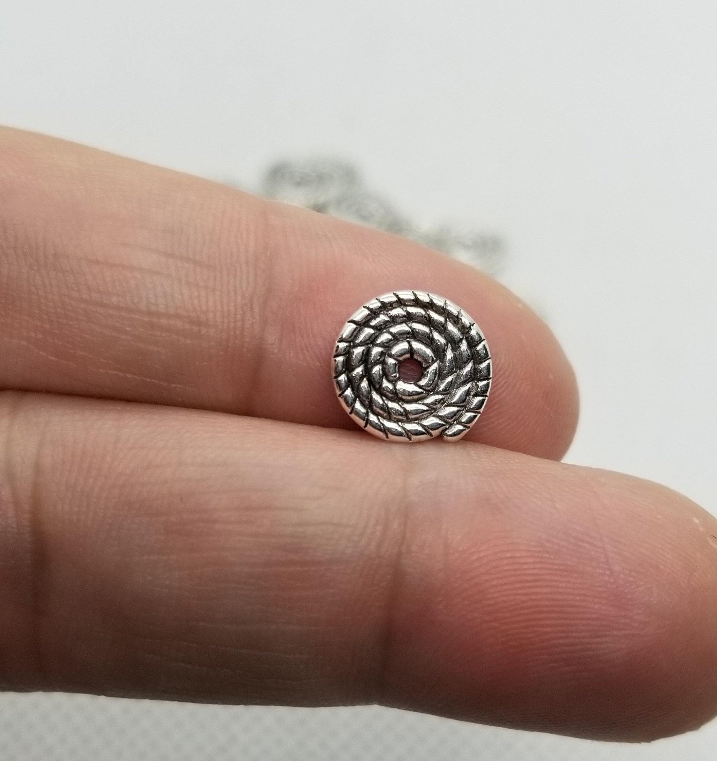 10 pieces Silver Coil Spacer Beads, Tibetan Style, Lead, Cadmium Free, Disc, Rope Coil, Antique Silver, 10x1.2mm, Hole 2mm