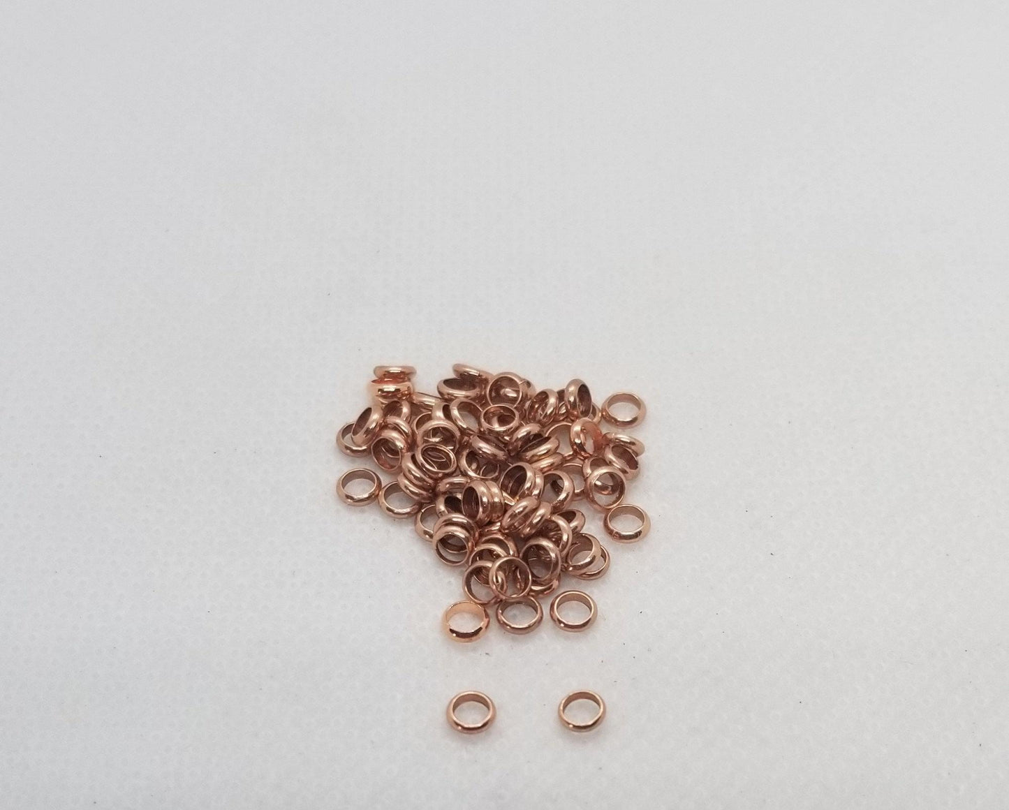 20 pieces Rose Gold Rondelle Ring, Brass Alloy Spacer Beads, Rose Gold Ring, Rose Gold Donut, 4x1mm, Hole 2.5mm