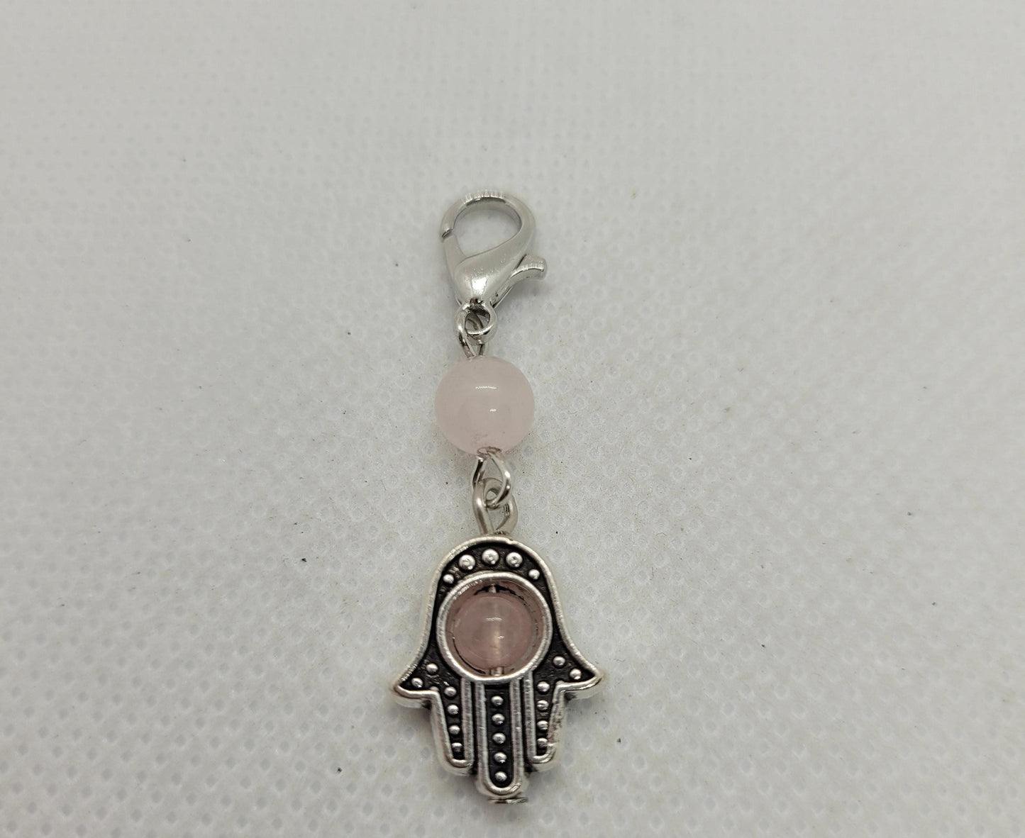 5 pcs Silver Zipper Pull, Keychain Tag w Lobster Claw, Mixed Stone Accent & Hamsa Hand/Hand of Fatima/Hand of Miriam, 40mm, see description