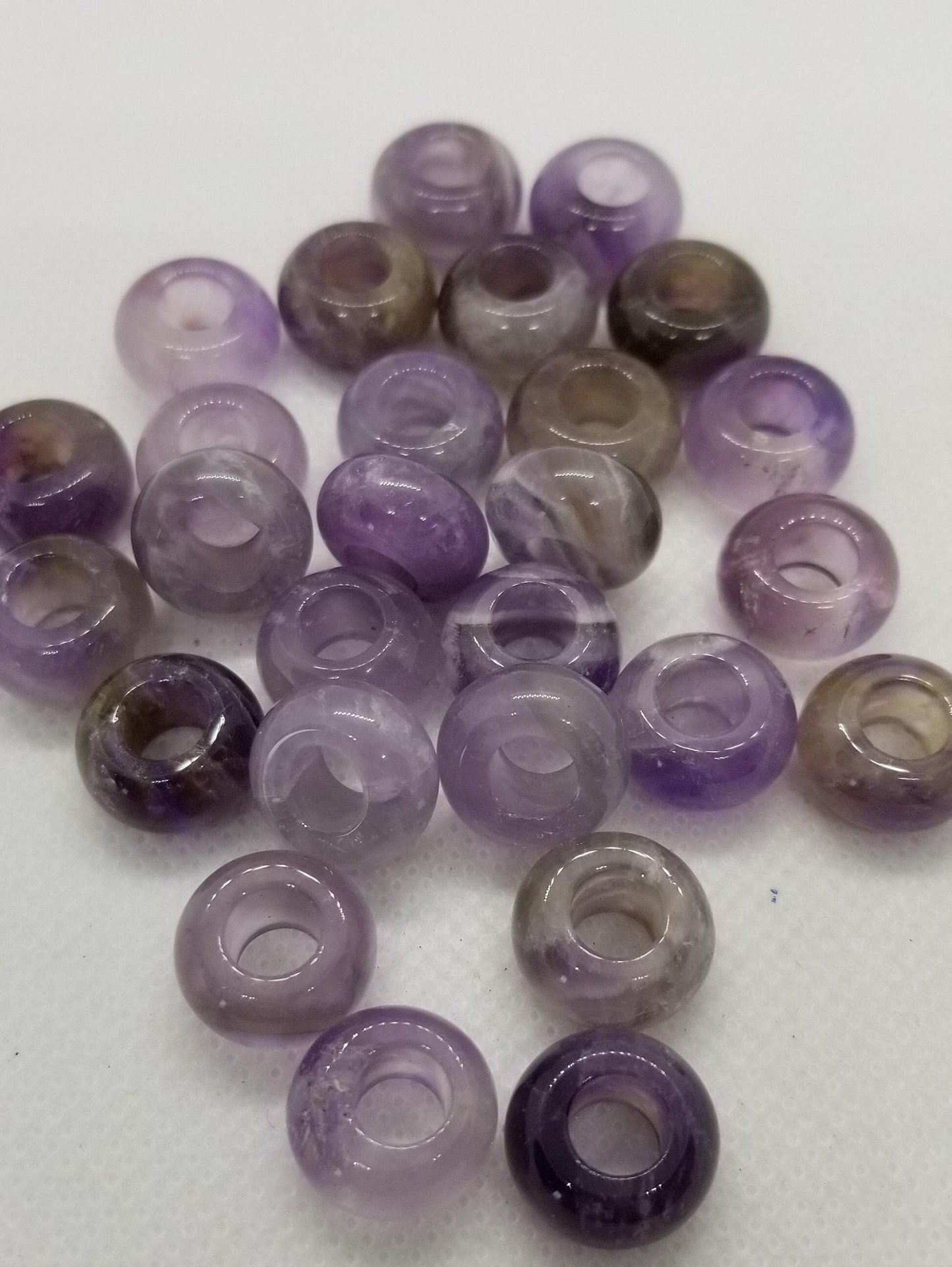 4 pcs Natural Amethyst Beads, large hole bead, rondelle, polished, 14x8mm, hole 6mm, macrame hair beard kumihimo jewelry
