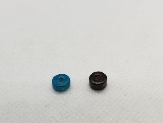 50 pieces  Natural Maple Wood Beads, Lead Free, Flat Round, Heishi Disc, Dyed, Dark Turquoise or Coconut Brown, 6x3mm, Hole: 2mm