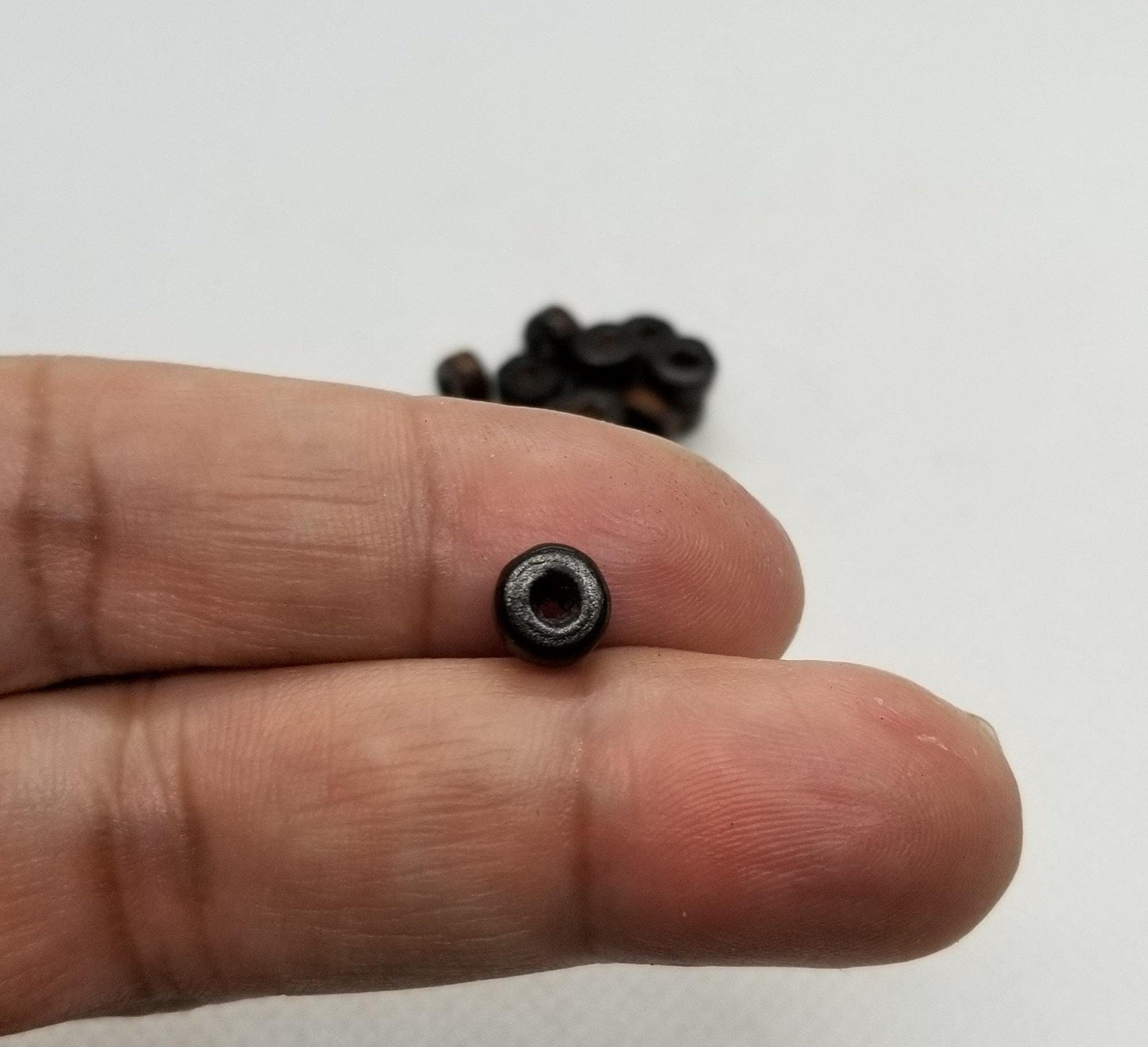 50 pieces  Natural Maple Wood Beads, Lead Free, Flat Round, Heishi Disc, Dyed, Dark Turquoise or Coconut Brown, 6x3mm, Hole: 2mm