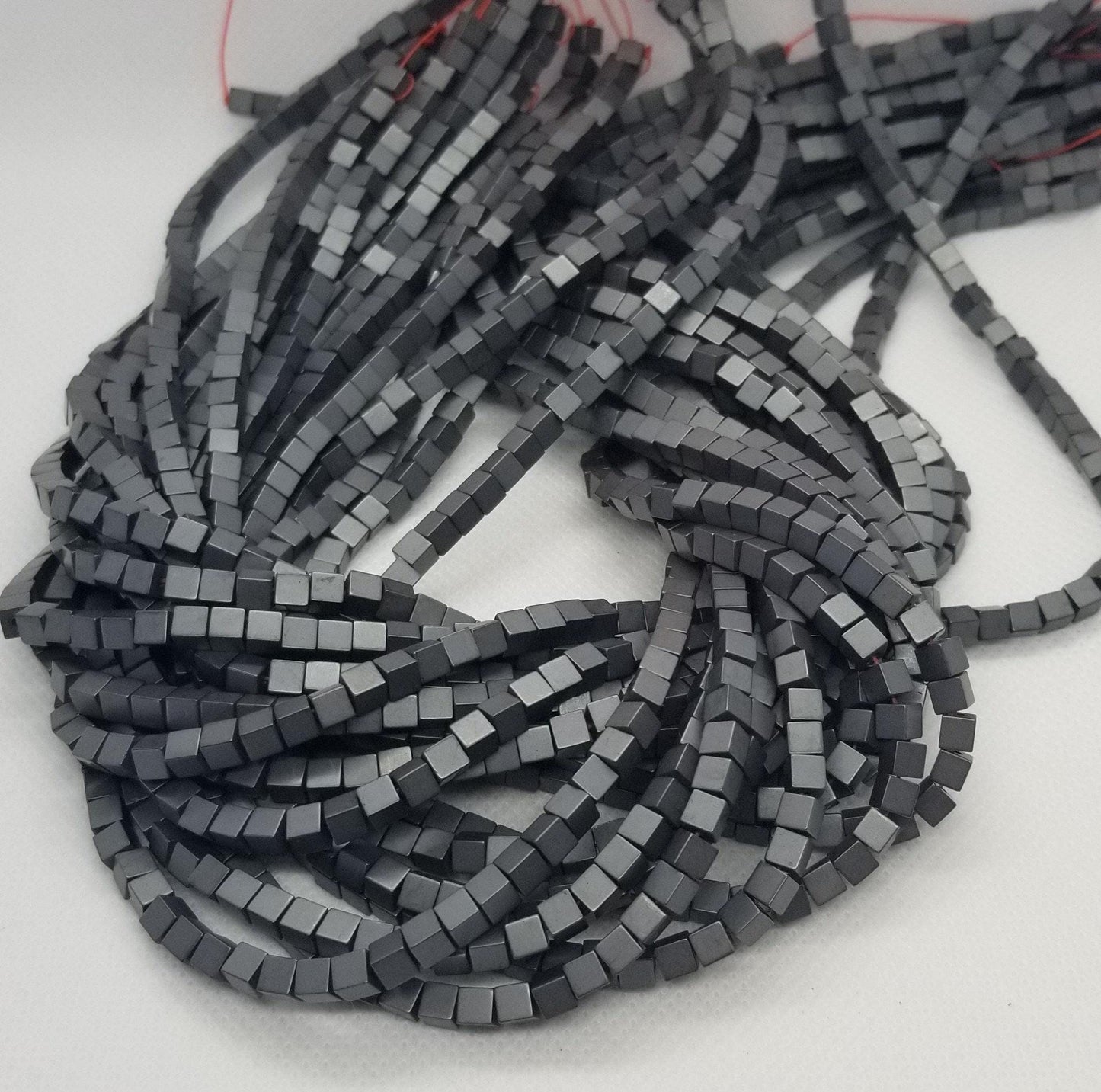 1 strand Frosted Hematite Cube Beads, Nonmagnetic, Synthetic, Electroplate, Matte Black, 4x4x4mm, Hole 1mm, about 85pcs, Full 16 inch strand