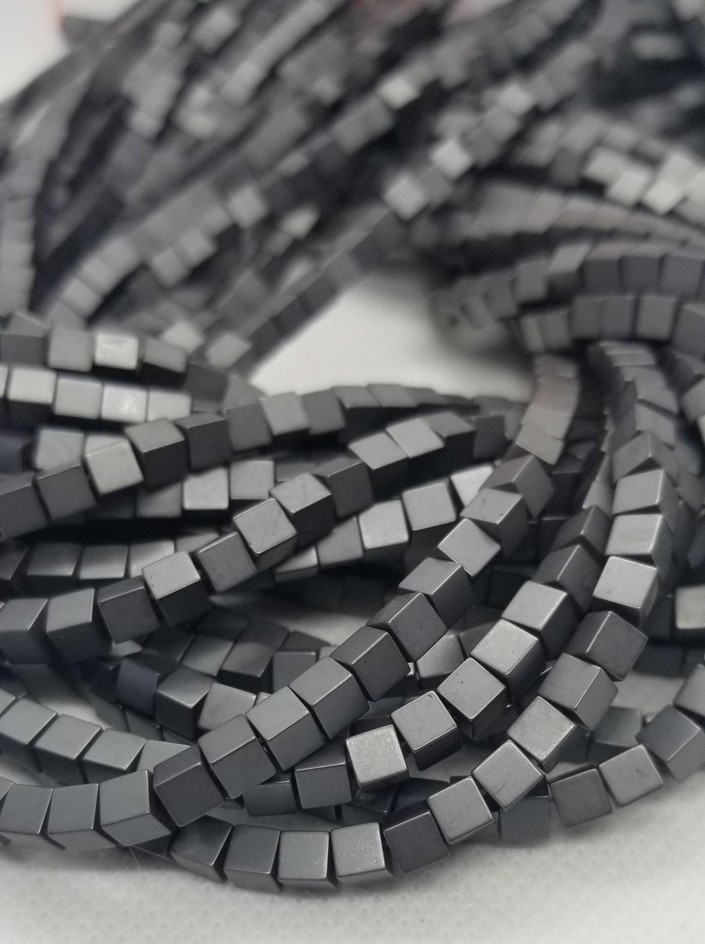 1 strand Frosted Hematite Cube Beads, Nonmagnetic, Synthetic, Electroplate, Matte Black, 4x4x4mm, Hole 1mm, about 85pcs, Full 16 inch strand