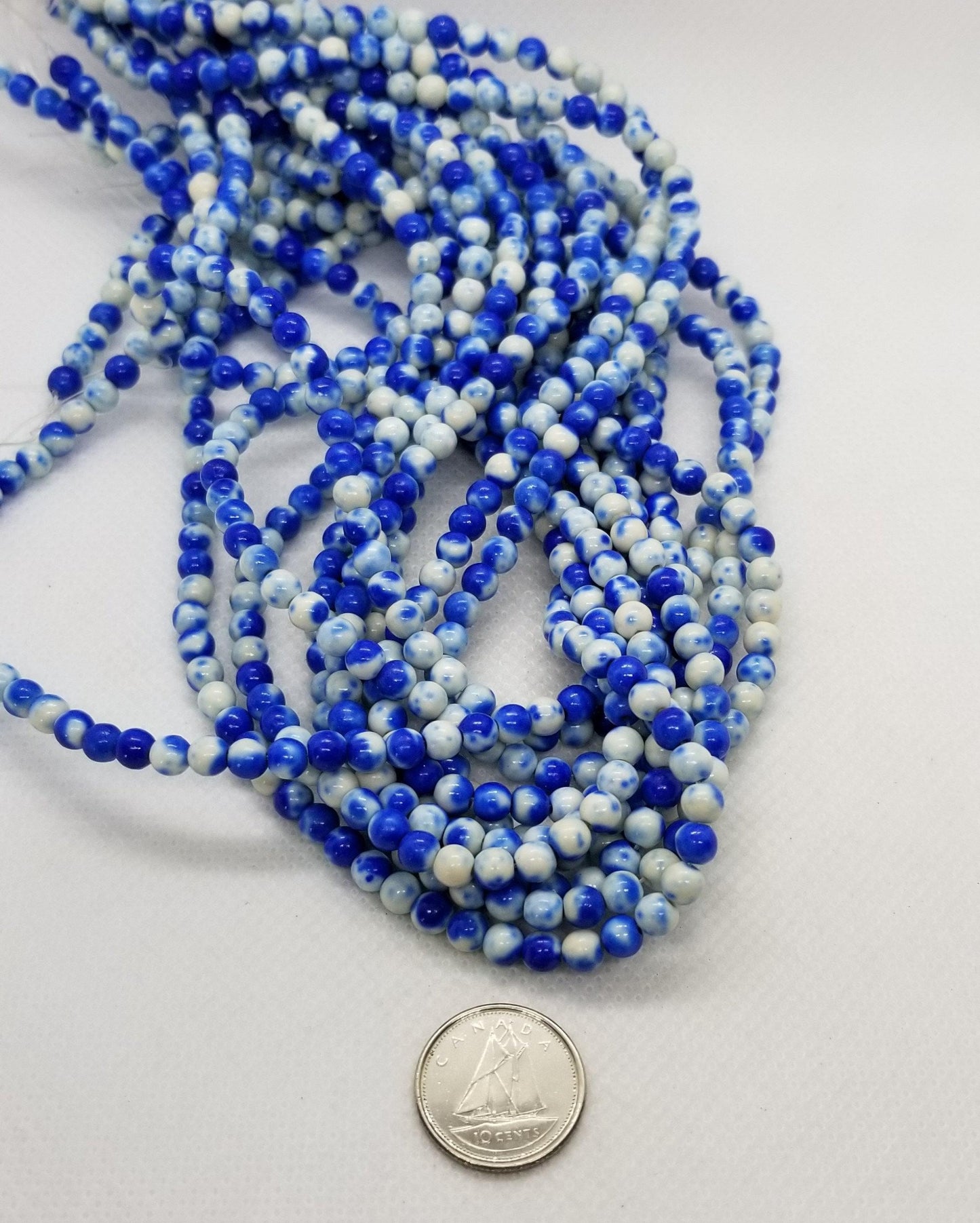 1 strand Ocean White Jade Beads, Round, Synthetic, Dyed Royal Blue, 4mm, Hole 1mm, approx 90pcs/strand, Full 15" strand