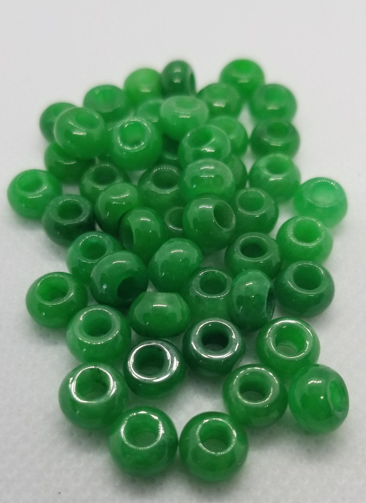 5 pieces Natural Myanmar Burmese Jade, Rondelle, Dyed, 7.5x5mm, Large Hole 3mm