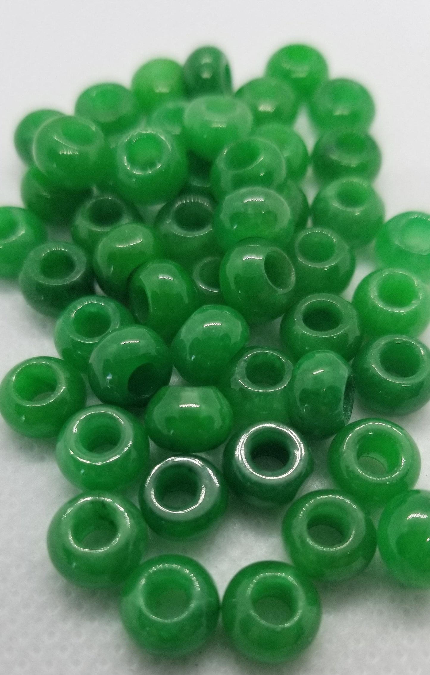 5 pieces Natural Myanmar Burmese Jade, Rondelle, Dyed, 7.5x5mm, Large Hole 3mm