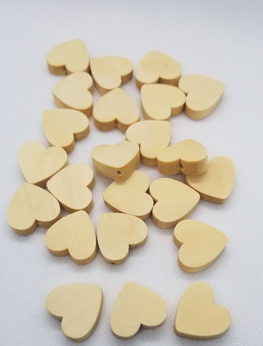 10 pieces Heart shaped Natural Wood Beads, Unfinished, 19x20x6mm, Hole 1.5-3mm, DIY Keychains Zipper pulls Malas Bead Garland