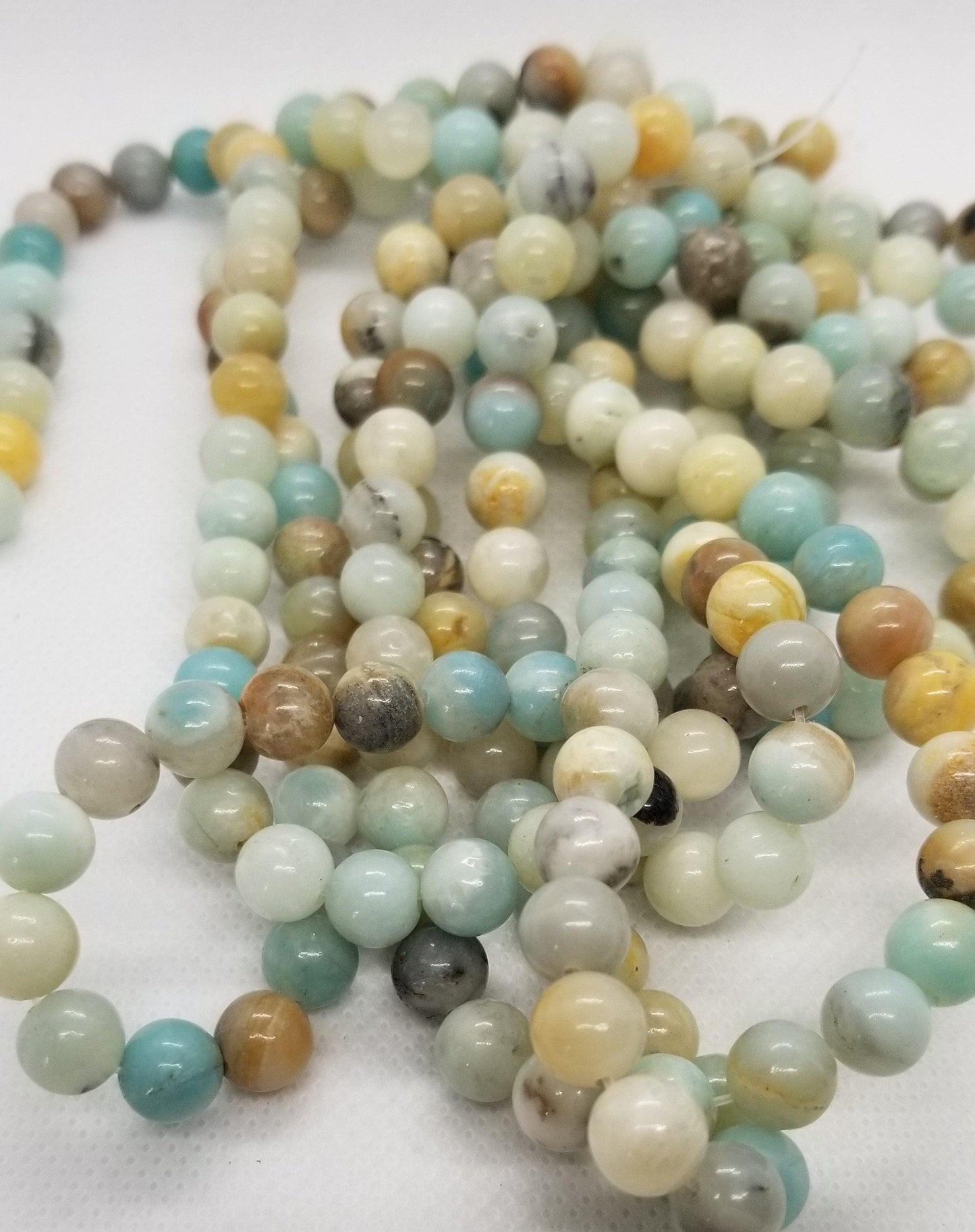 1 Strand Natural Amazonite Beads, Polished, Round, 6mm or 8mm, Hole 1mm, Full strand 15 inches(38cm) each, see description for details