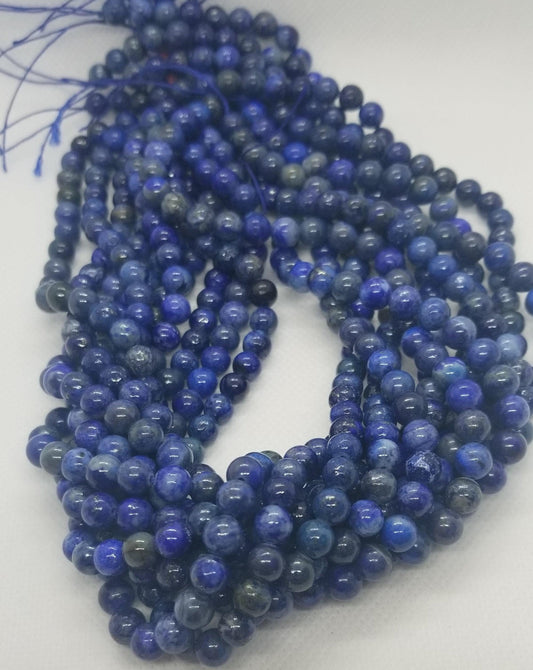1 strand Natural Lapis Lazuli, Polished, Dyed, Round Beads, 6mm, Hole: 1mm; about 60 pcs/strand, Full Strand 15"