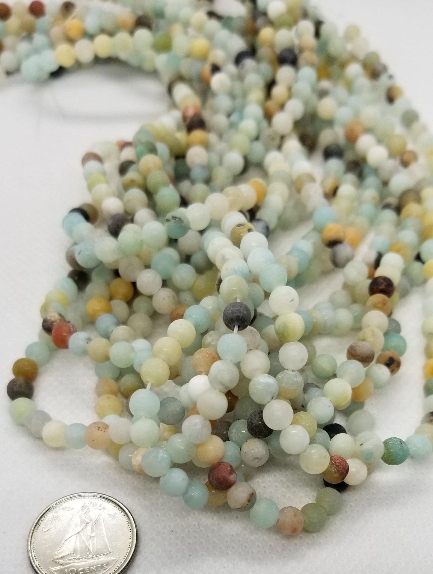 Natural Amazonite Beads, Frosted, Matte, 1 strand, Round, 4mm, Hole 1mm, approx 88pcs/strand, Full Strand 15"