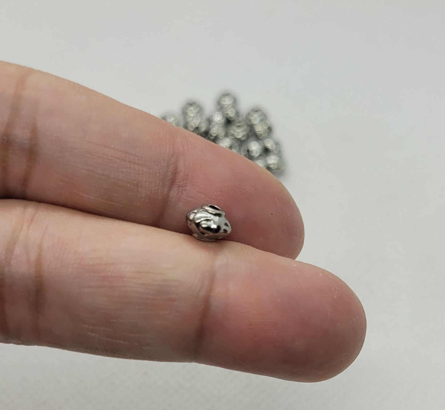10 pieces Silver Bicone Spacer Bead, Tibetan Style, Cadmium and Lead Free, Donut, 7x5mm, Hole 2mm