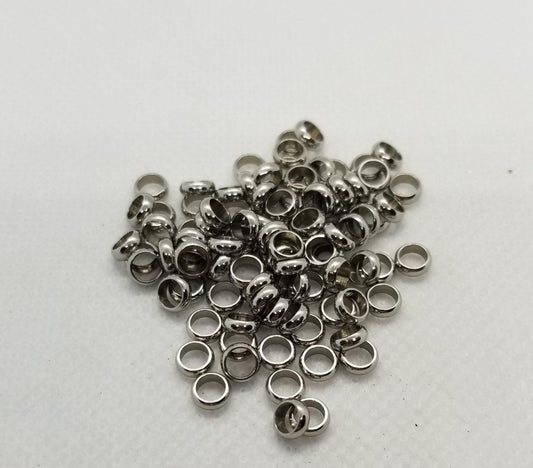 10 pieces 201 Stainless Steel Rondelle Ring Spacer Beads, Silver Stainless Steel Color, 5x1.5mm, Hole 3.5mm