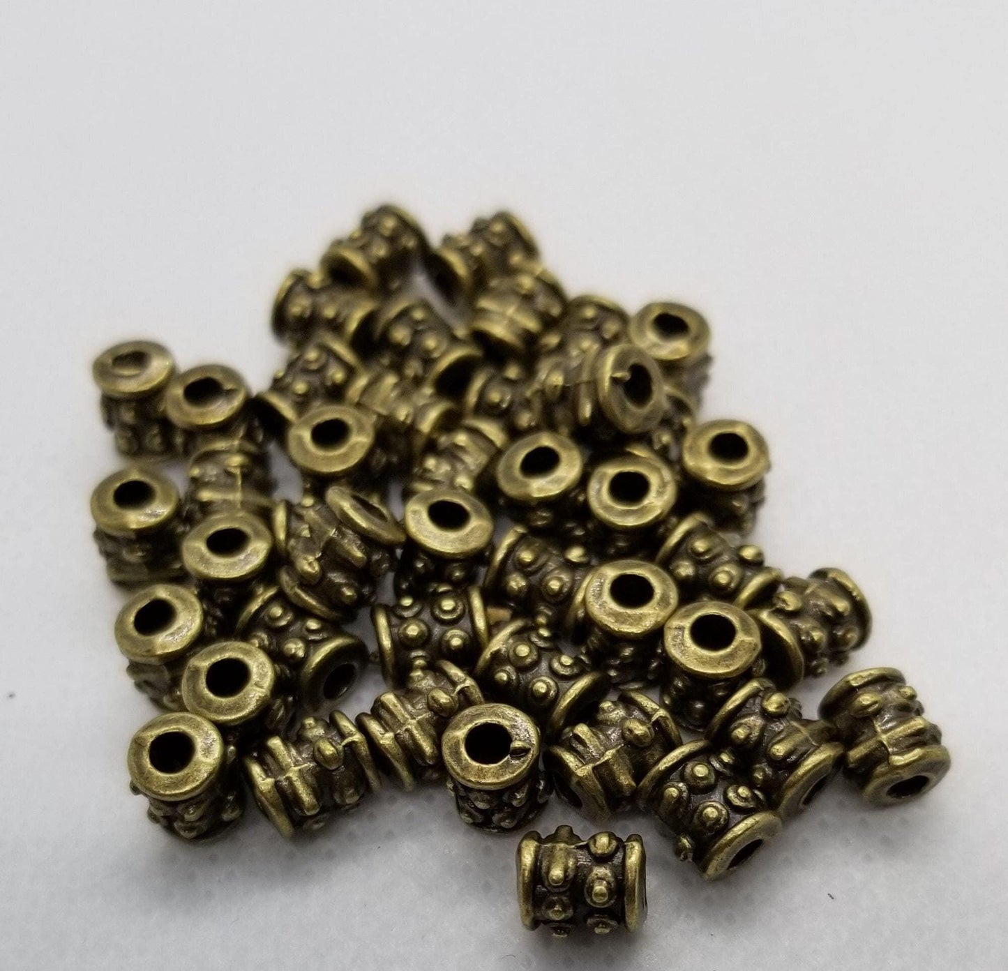 25 pcs Column Spacer Beads, Tibetan Style, Lead, Cadmium, Nickel free, Column, Antique Bronze, 6mm x 6mm, hole 2mm