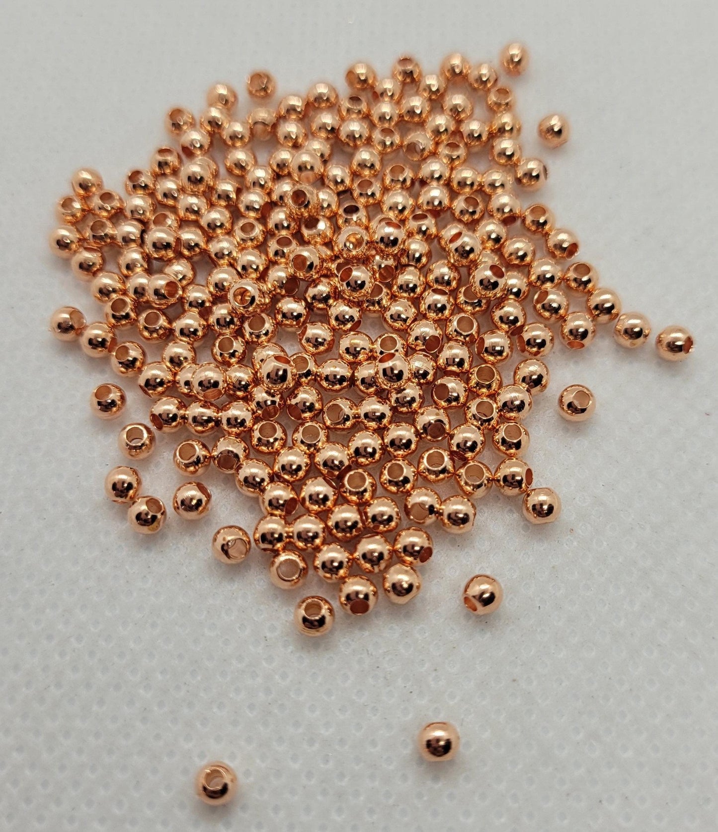 20 pieces Rose Gold Round Beads, Brass Spacer Beads, Round, Rose Gold, 3mm, 4mm, 5mm, 6mm, Hole 1mm