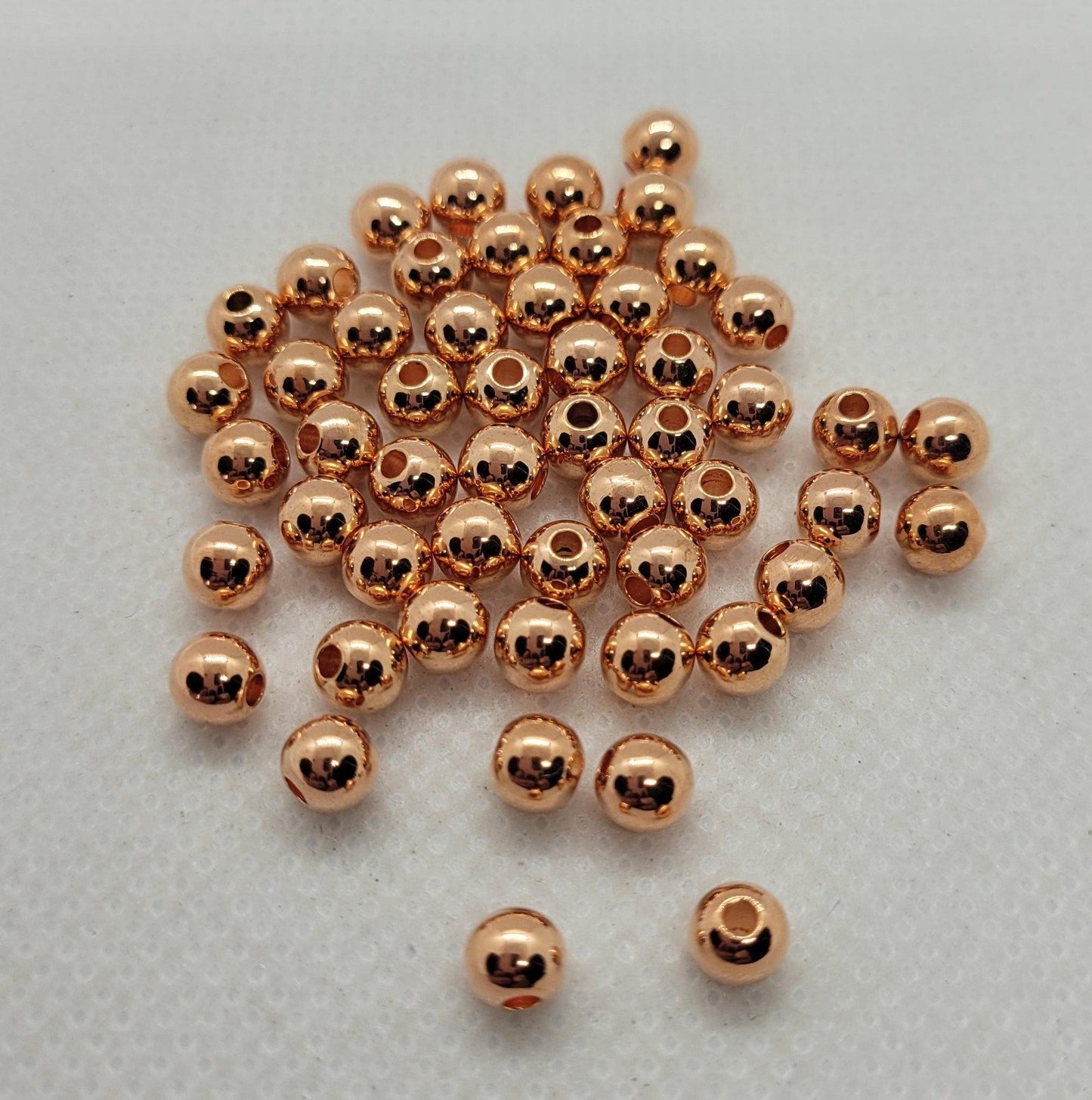 20 pieces Rose Gold Round Beads, Brass Spacer Beads, Round, Rose Gold, 3mm, 4mm, 5mm, 6mm, Hole 1mm