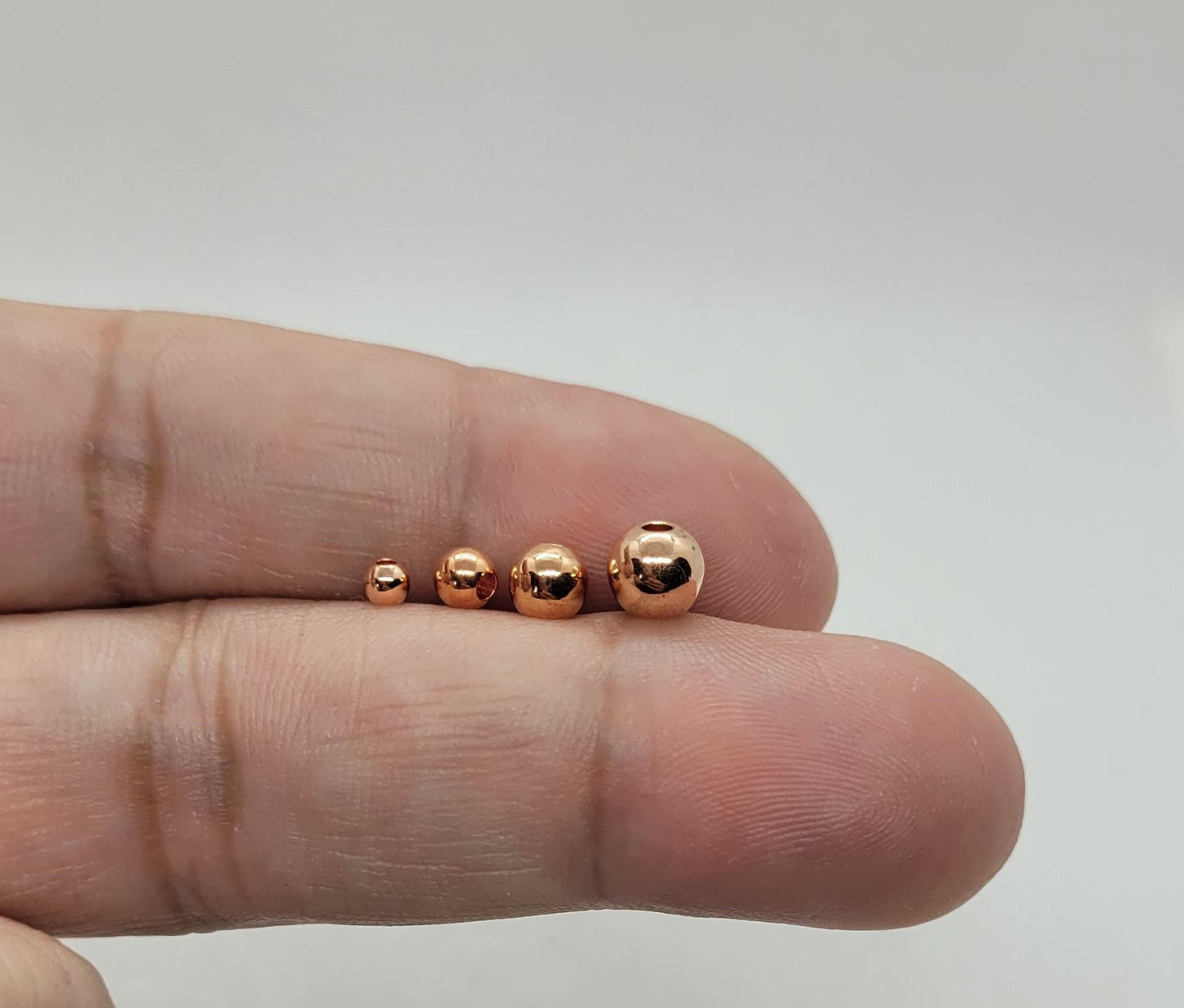 20 pieces Rose Gold Round Beads, Brass Spacer Beads, Round, Rose Gold, 3mm, 4mm, 5mm, 6mm, Hole 1mm