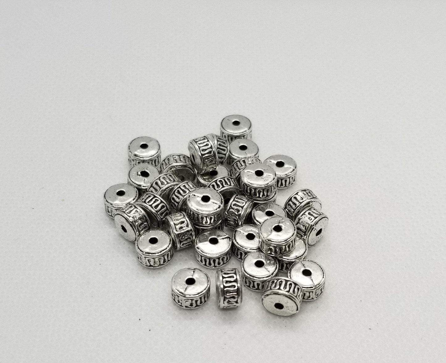 10 pieces Silver Column, Tibetan Style Alloy, Cadmium, Nickel, Lead Free, Antique Silver, 8x5mm, Hole: 1.5mm