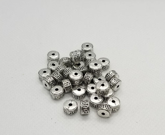 10 pieces Silver Column, Tibetan Style Alloy, Cadmium, Nickel, Lead Free, Antique Silver, 8x5mm, Hole: 1.5mm